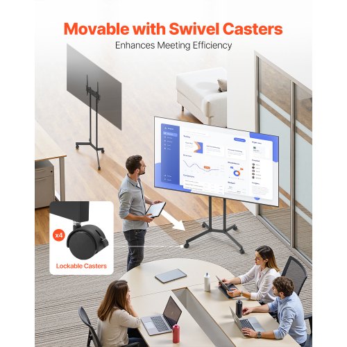 Rolling TV Stand Mobile TV Cart Holds up to 36 kg for 32-65 inch screens | EU