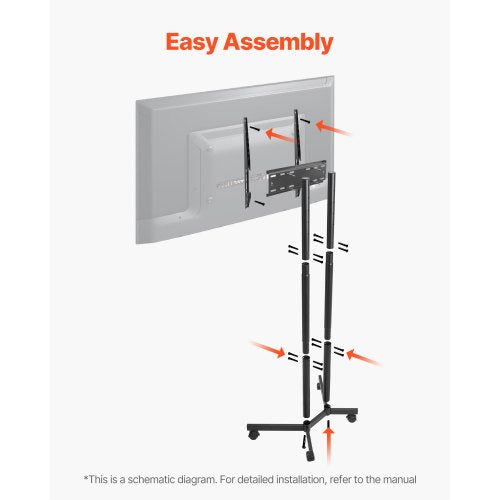 Rolling TV Stand Mobile TV Cart Holds up to 36 kg for 32-65 inch screens | EU