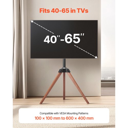 TV stand with stand and wooden legs, supports up to 99 kg for 40-65 inch screens | EU