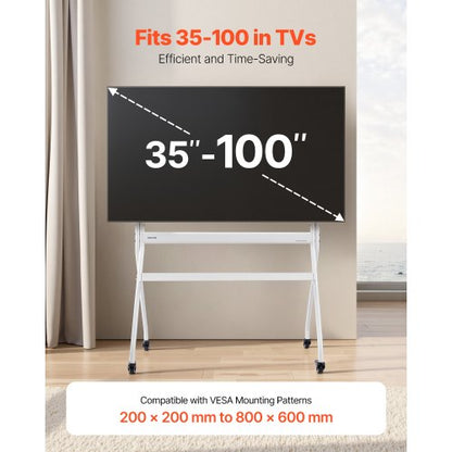Rullande TV-stativ Mobil TV-vagn Rymmer upp till 84 kg för 35-100-tums skärmar |  EU