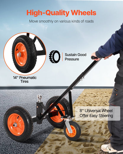 1000lbs Trailer Dolly 16.7 and 22 in Adjustable Height 2 in Ball 14 in Tire