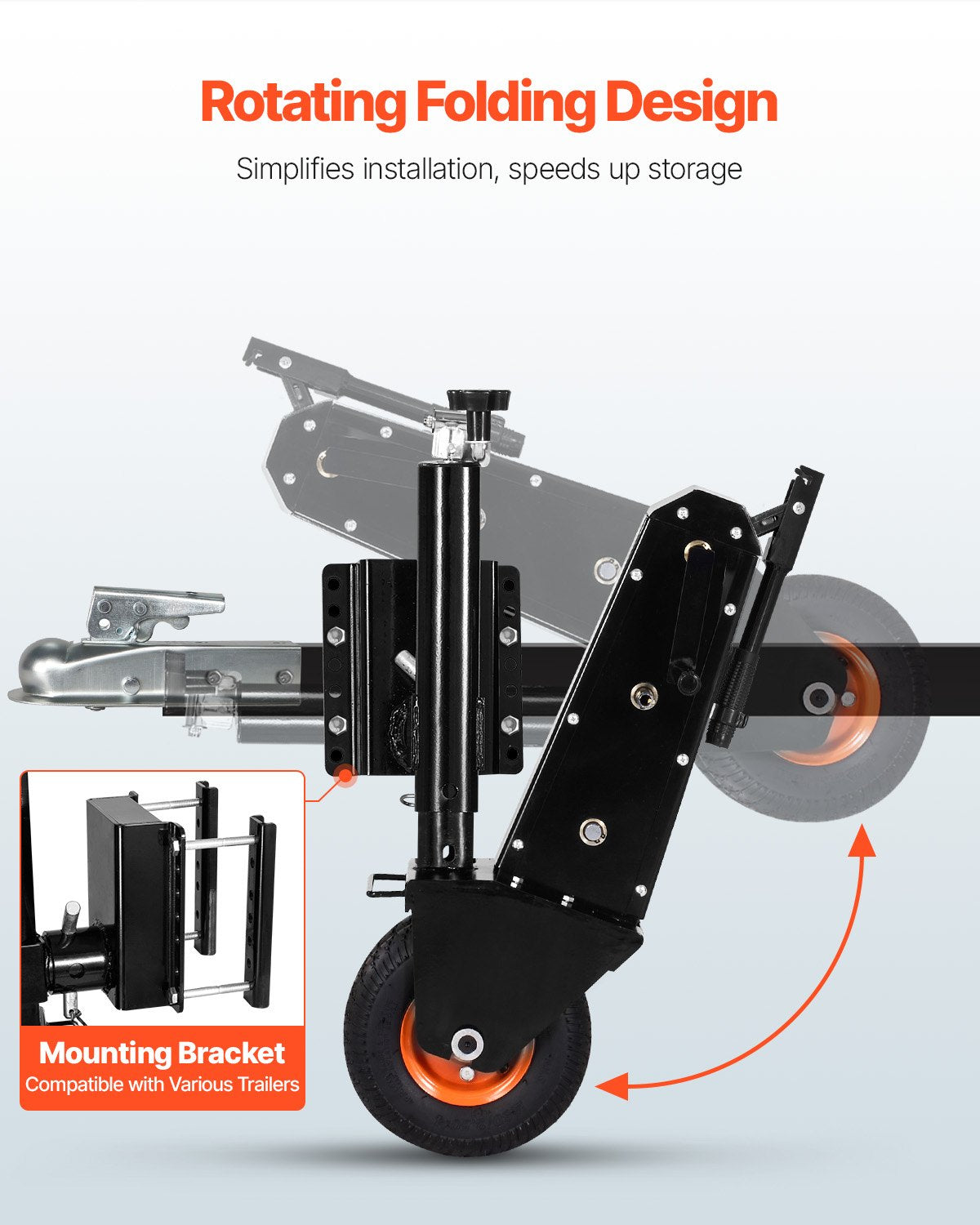Trailer Dolly 500lbs Tunga Vikt Kapacitet 13 till 23,2 tum Justerbar höjd