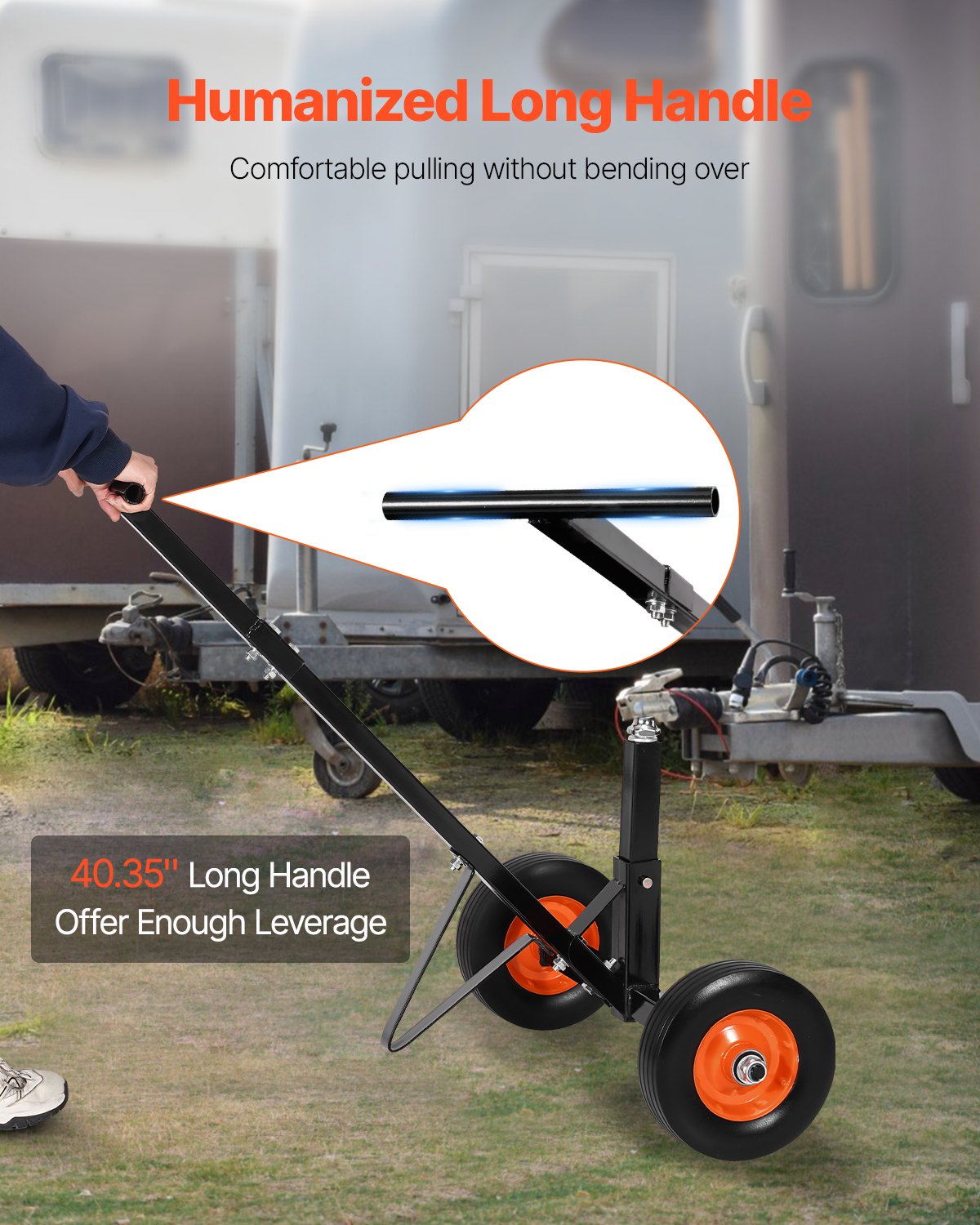 600lbs Trailer Dolly 16.5 and 22 Adjustable Height 1-7/8 in Bulletproof Tires