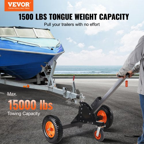 Justerbar Trailer Dolly, 1500lbs tungviktskapacitet, 2 i 1 Trailer Mover med 23,6''-35,4'' justerbar höjd & 2'' kula, 16'' pneumatiska däck och universalhjul, för RV-släp för rörlig bil |  EU
