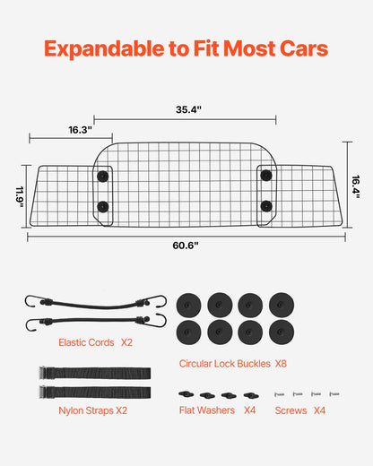 Dog Car Barrier 35.4"-60.6" Adjustable Pet Divider Gate for Cargo Space