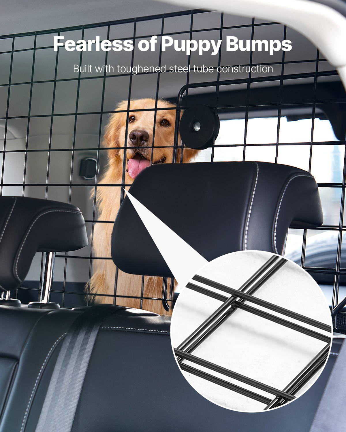 Dog Car Barrier 35.4"-60.6" Adjustable Pet Divider Gate for Cargo Space