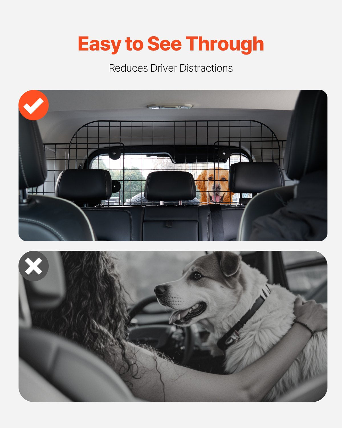 Dog Car Barrier 35.4"-60.6" Adjustable Pet Divider Gate for Cargo Space