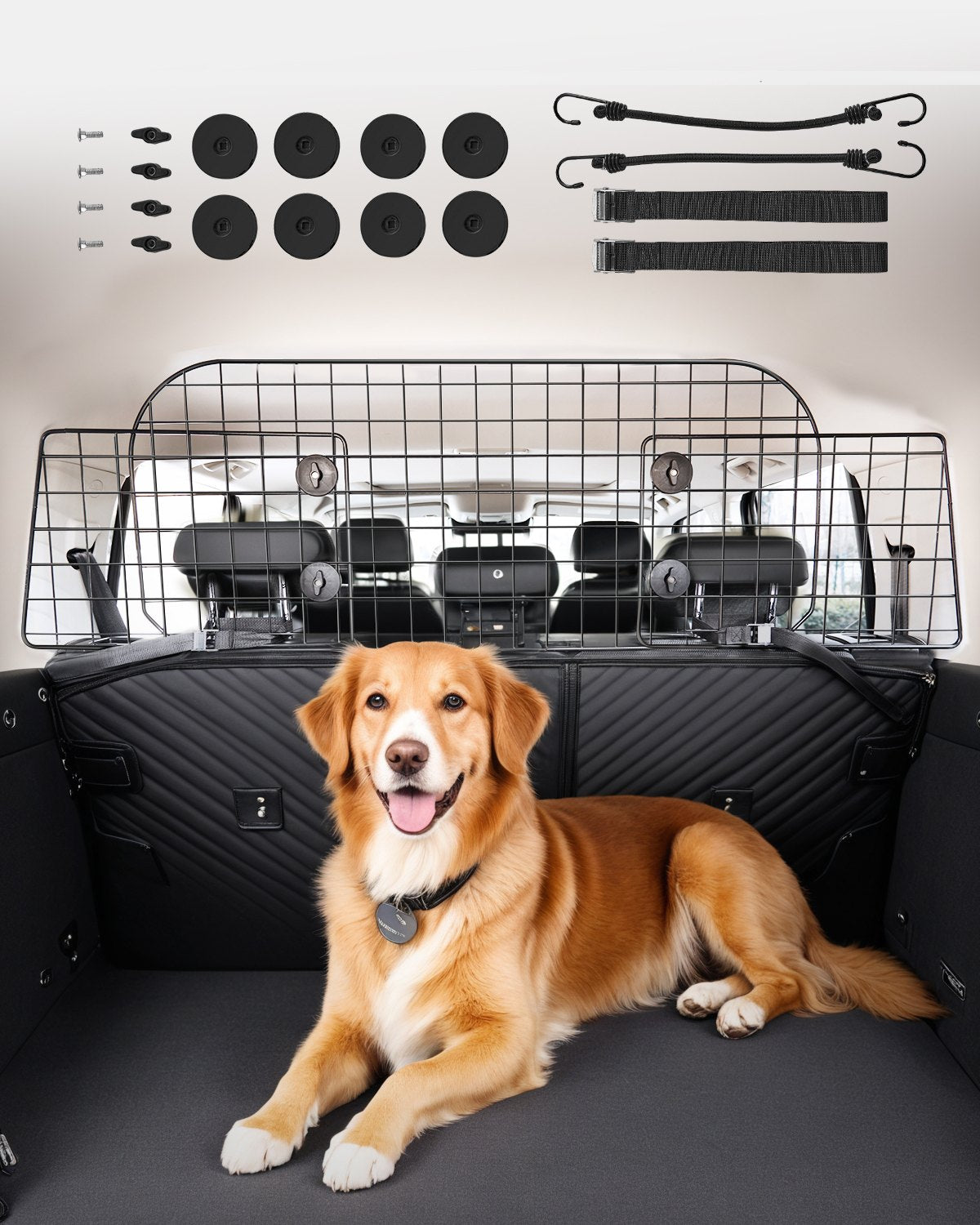 Dog Car Barrier 35.4"-60.6" Adjustable Pet Divider Gate for Cargo Space