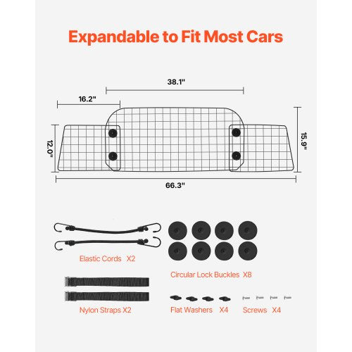 Dog Car Barrier 38"-66.3" Adjustable Pet Divider Gate for Cargo Space | EU