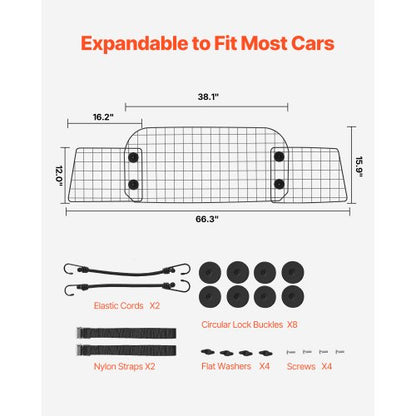 Dog Car Barrier 38"-66.3" Adjustable Pet Divider Gate for Cargo Space | EU