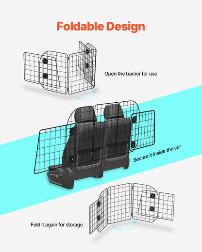 Dog Car Barrier 36.6"-60" Adjustable Pet Divider for Cargo Space
