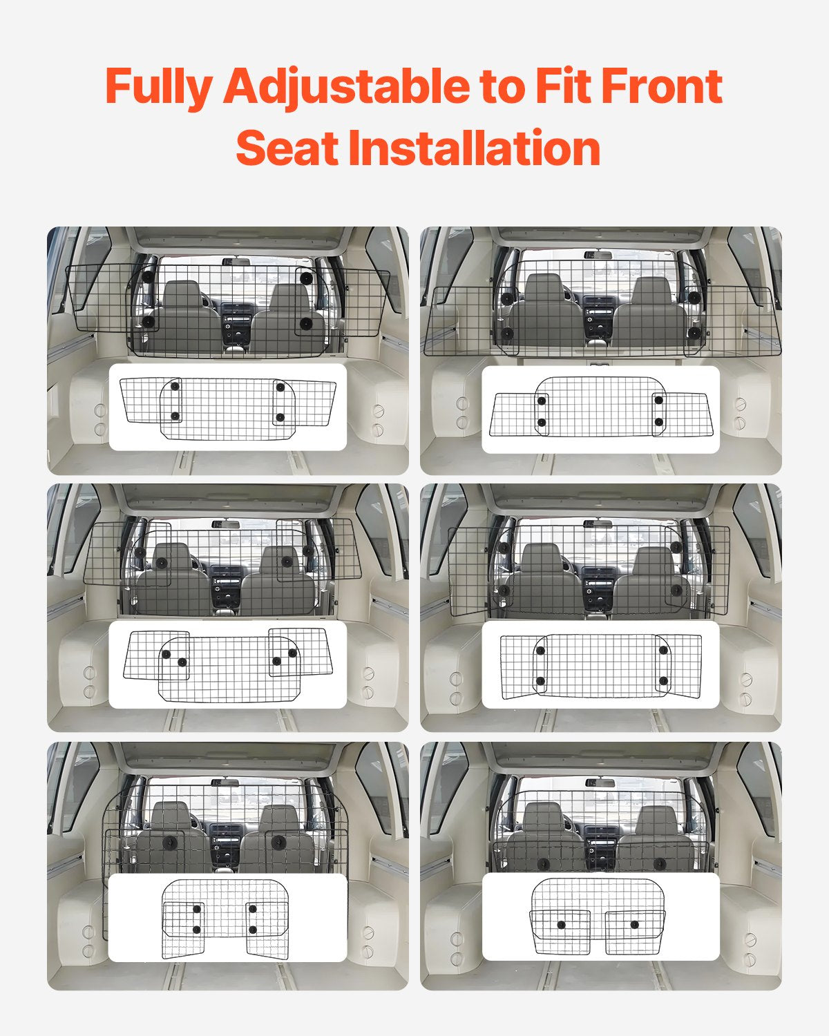 Dog Car Barrier 35.4"-60.6" Adjustable Pet Divider Gate for Trucks SUVs
