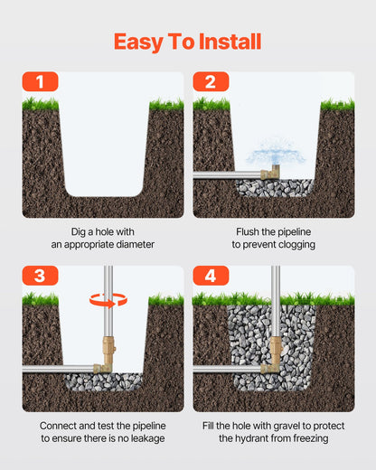 Frost Proof Yard Hydrant 51'' Length 24" Bury Deep Heavy Duty Cast Iron