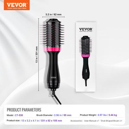 Hair Dryer Brush Ionic Hair Dryer and Styler with 65mm Oval Barrel