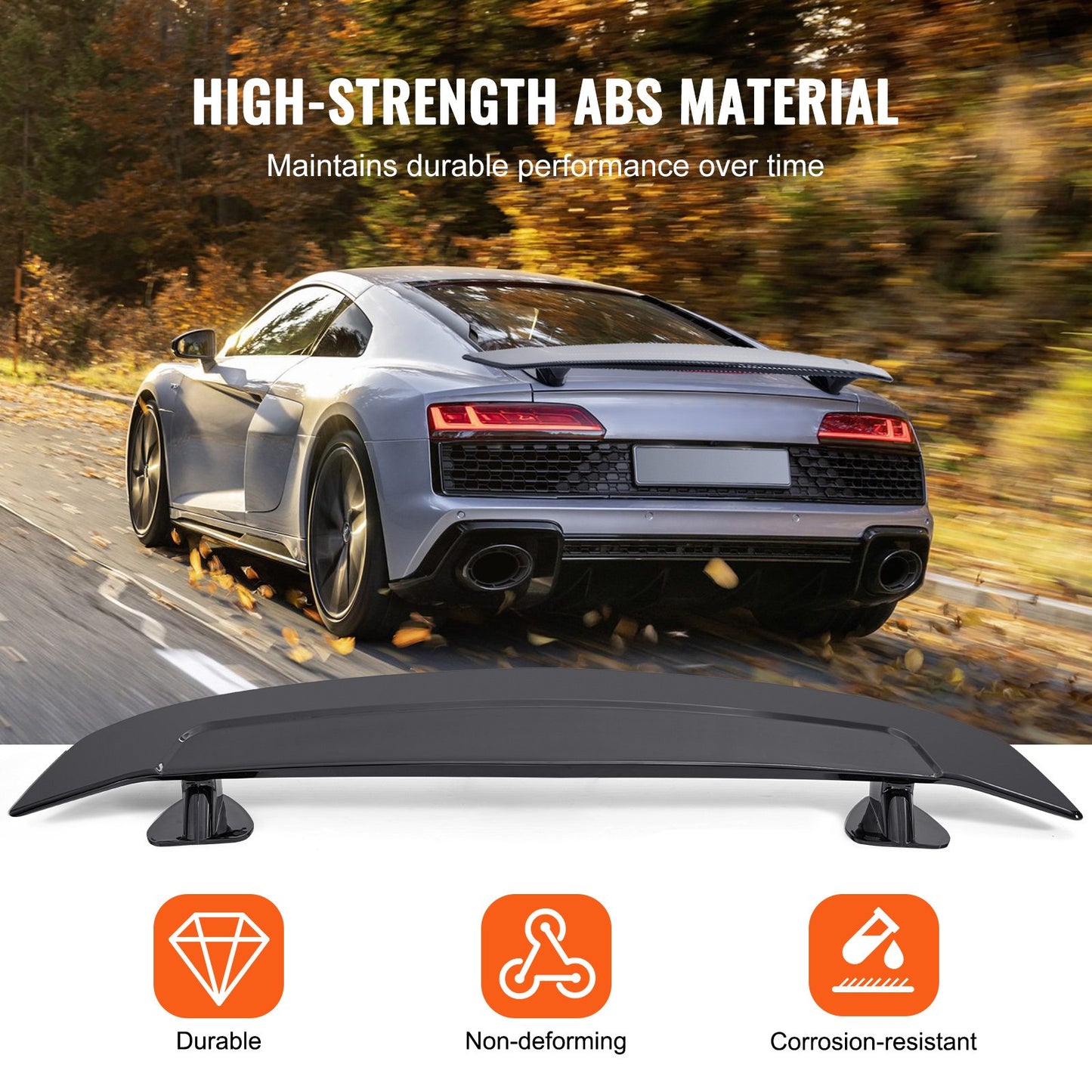 GT Wing Autospoiler, 46,3 Zoll Universalspoiler, Kompatibel mit den meisten Limousinen und Coupés, Hochfestes ABS-Material, Auto Heckspoilerflügel, Racing Spoiler BGW/JDM Drift Glossy Black