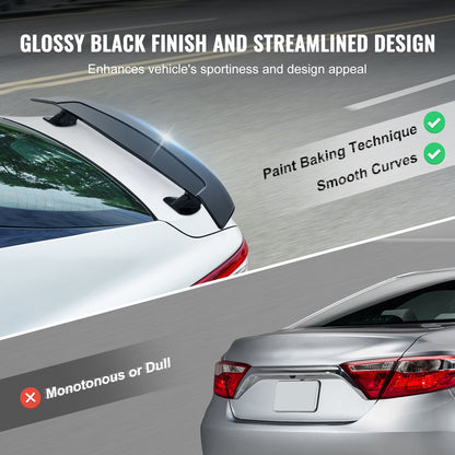 GT Wing Autospoiler, 46,3 Zoll Universalspoiler, Kompatibel mit den meisten Limousinen und Coupés, Hochfestes ABS-Material, Auto Heckspoilerflügel, Racing Spoiler BGW/JDM Drift Glossy Black