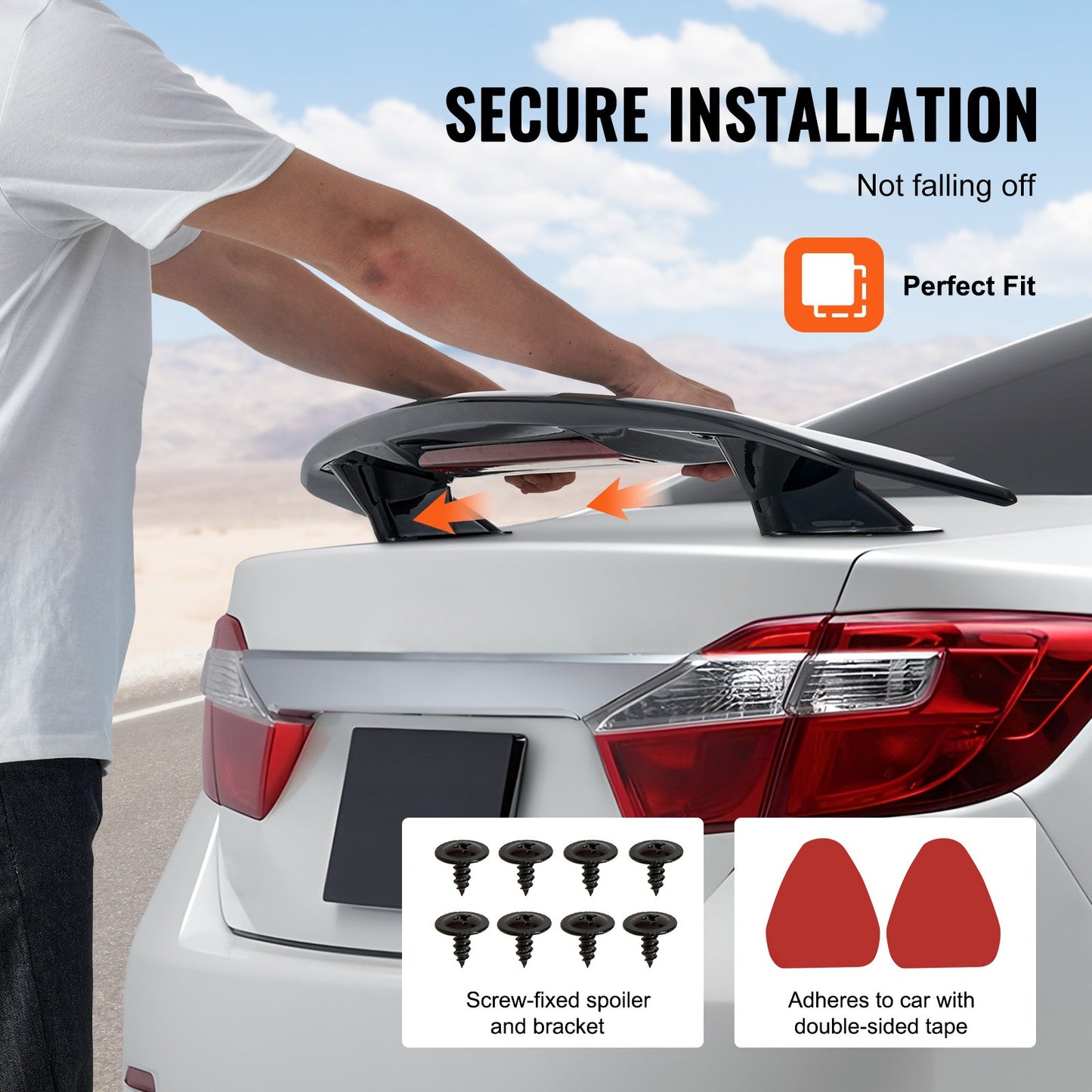 GT Wing Autospoiler, 46,3 Zoll Universalspoiler, Kompatibel mit den meisten Limousinen und Coupés, Hochfestes ABS-Material, Auto Heckspoilerflügel, Racing Spoiler BGW/JDM Drift Glossy Black