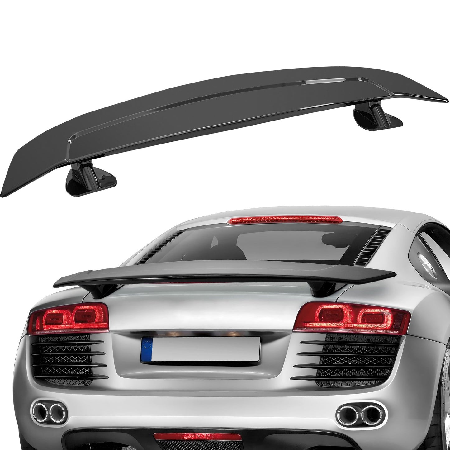 GT Wing Autospoiler, 46,3 Zoll Universalspoiler, Kompatibel mit den meisten Limousinen und Coupés, Hochfestes ABS-Material, Auto Heckspoilerflügel, Racing Spoiler BGW/JDM Drift Glossy Black
