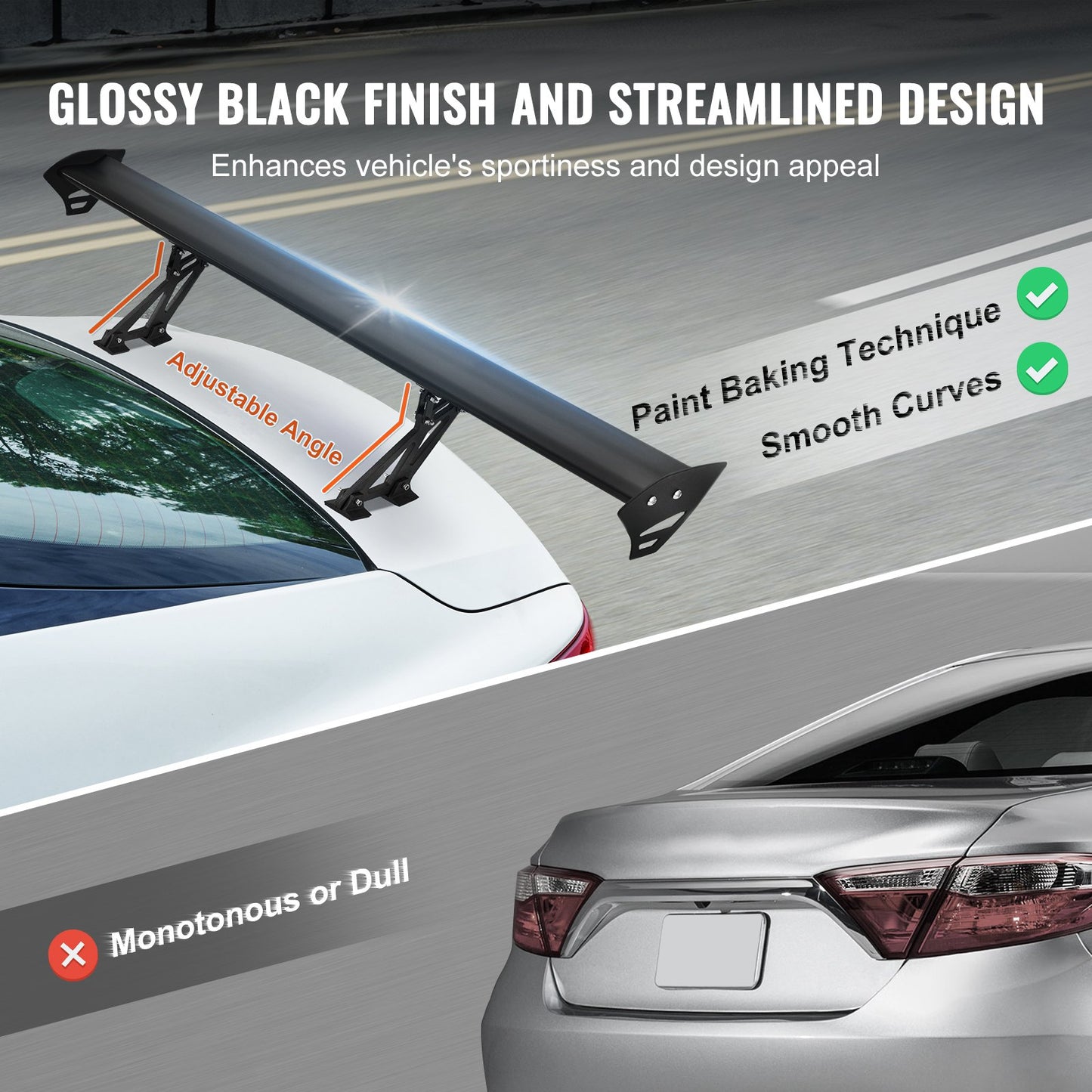 Universal Rear Spoiler GT Style Justerbar Trunk Wing Car Racing 43,3''