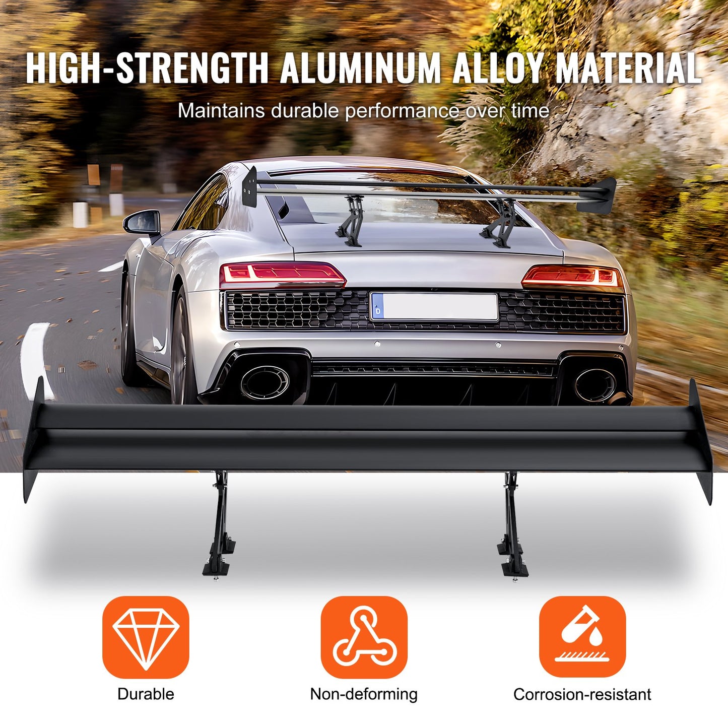 Universal Rear Spoiler GT Style Justerbar Trunk Wing Car Racing 53.1''