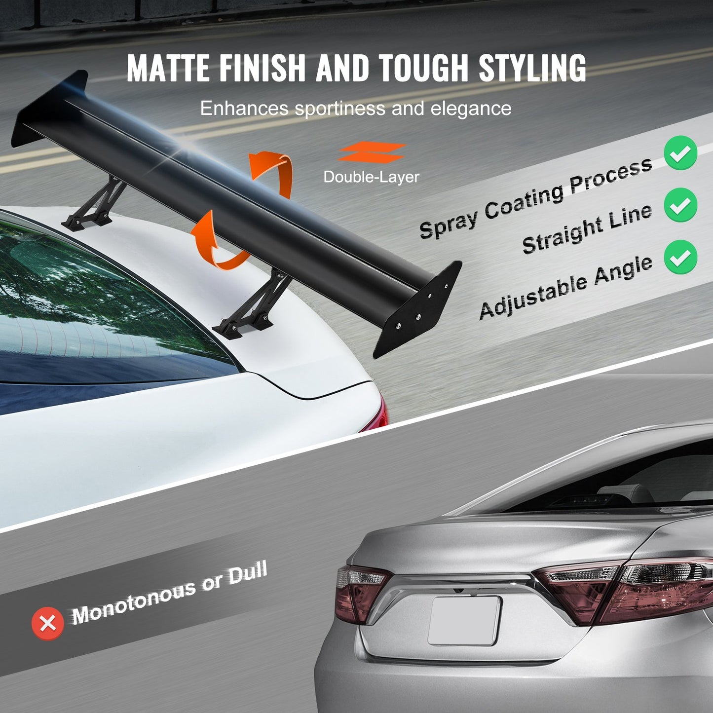 Universal Rear Spoiler GT Style Justerbar Trunk Wing Car Racing 53.1''