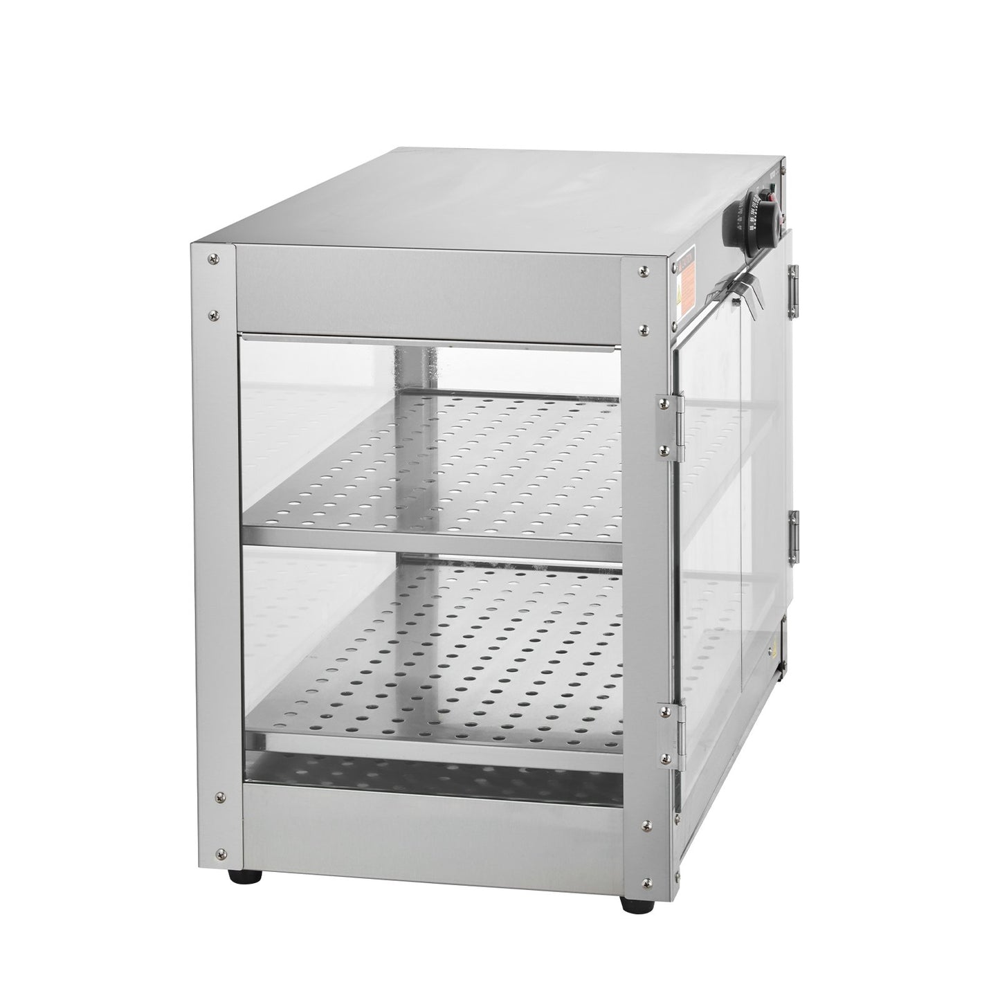 2-Tier Commercial Food Warmer Display Countertop Pizza Cabinet with Lights