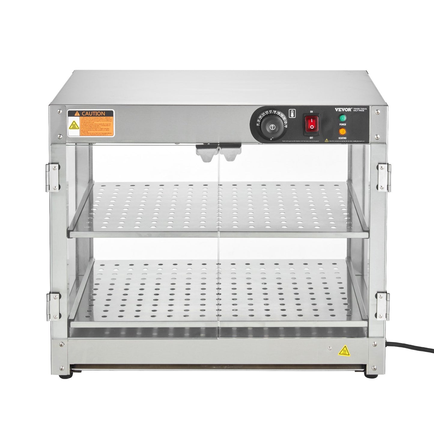 2-Tier Commercial Food Warmer Display Countertop Pizza Cabinet with Lights