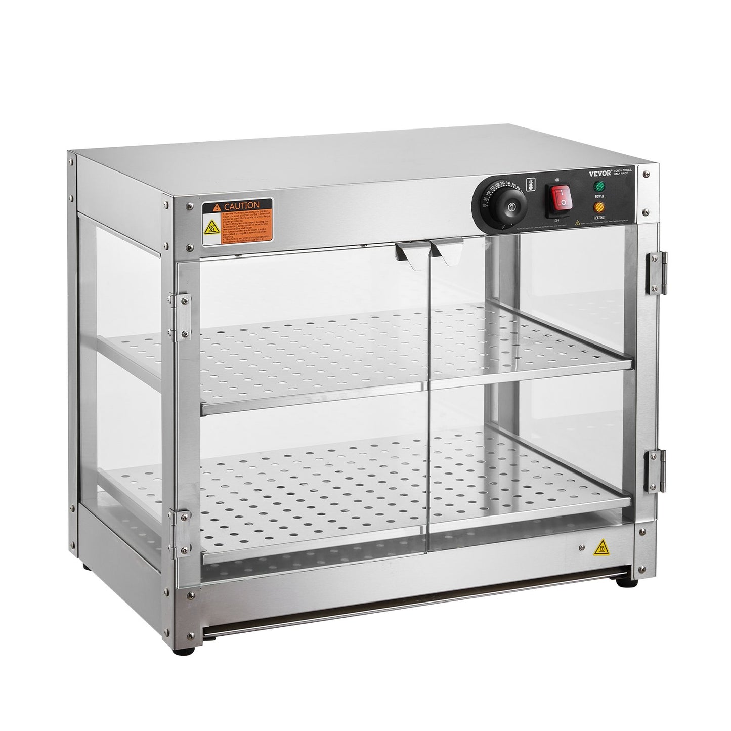 2-Tier Commercial Food Warmer Display Countertop Pizza Cabinet with Lights