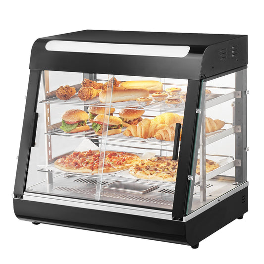 3-vånings kommersiell matvärmare Display Bänkskiva Pizzaskåp med ljus
