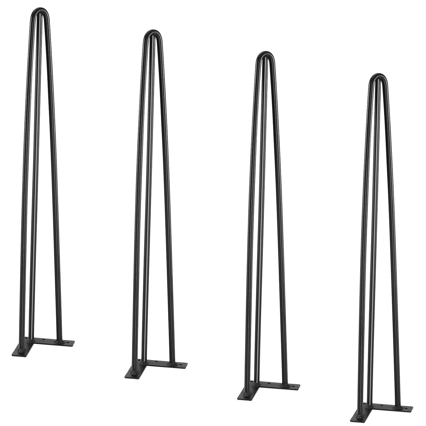 Hårnålsbordsben 0,7M, Set med 4 skrivbordsben 408,2KG Lastkapacitet, Hårnålsbordsben 3 stavar för skrivbordsstolar Bänk Matsalsbord, massivt kolstål Kraftiga möbler Ben Svart