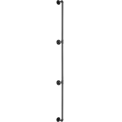 Pipe Stair Handrail, 11FT Stair Handrail, 440LBS Load Capacity Carbon Steel Pipe Handrail, Industrial Pipe Handrail with Wall Mount Support, Round Corner Wall Handrail for Indoor, Outdoor