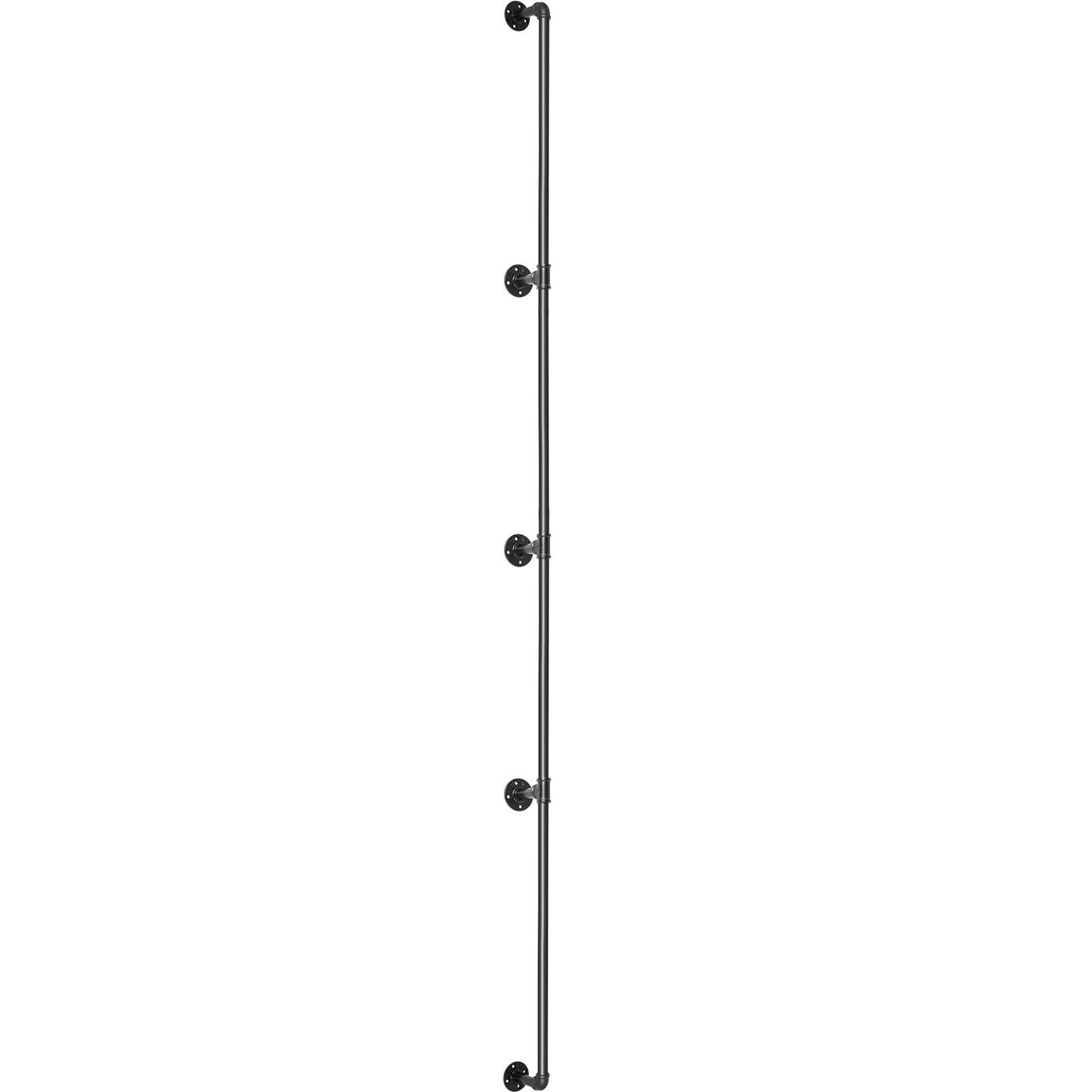 Pipe Stair Handrail, 13FT Stair Handrail, 440LBS Load Capacity Carbon Steel Pipe Handrail, Industrial Pipe Handrail with Wall Mount Support, Round Corner Wall Railing for Indoor, Outdoor