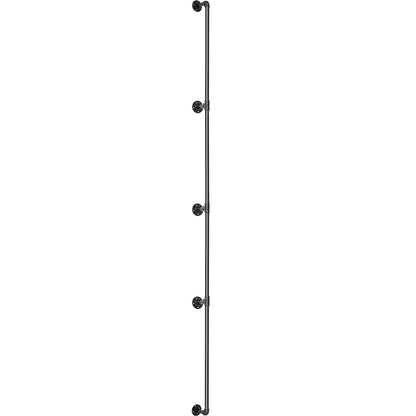 Pipe Stair Handrail, 13FT Stair Handrail, 440LBS Load Capacity Carbon Steel Pipe Handrail, Industrial Pipe Handrail with Wall Mount Support, Round Corner Wall Railing for Indoor, Outdoor