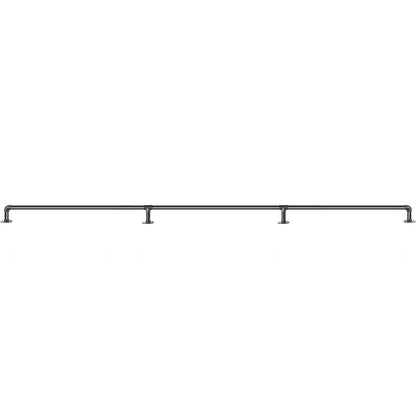 Pipe Stair Handrail, 9FT Stair Handrail, 440LBS Load Capacity Carbon Steel Pipe Handrail, Industrial Pipe Handrail with Wall Mount Support, Round Corner Wall Handrails for Indoor, Outdoor