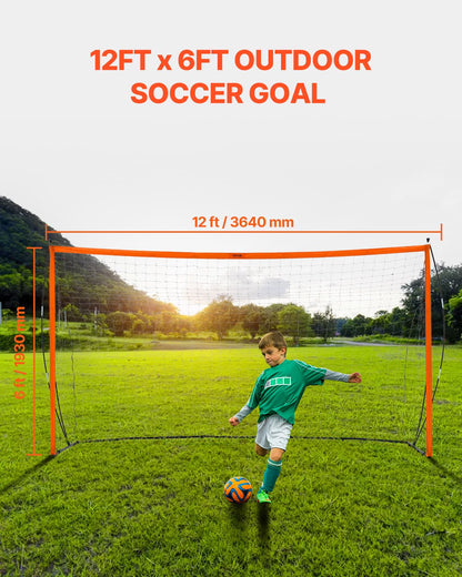 12x6 ft Portable Soccer Goal Kids Football Net Carrying Bag Backyard Training