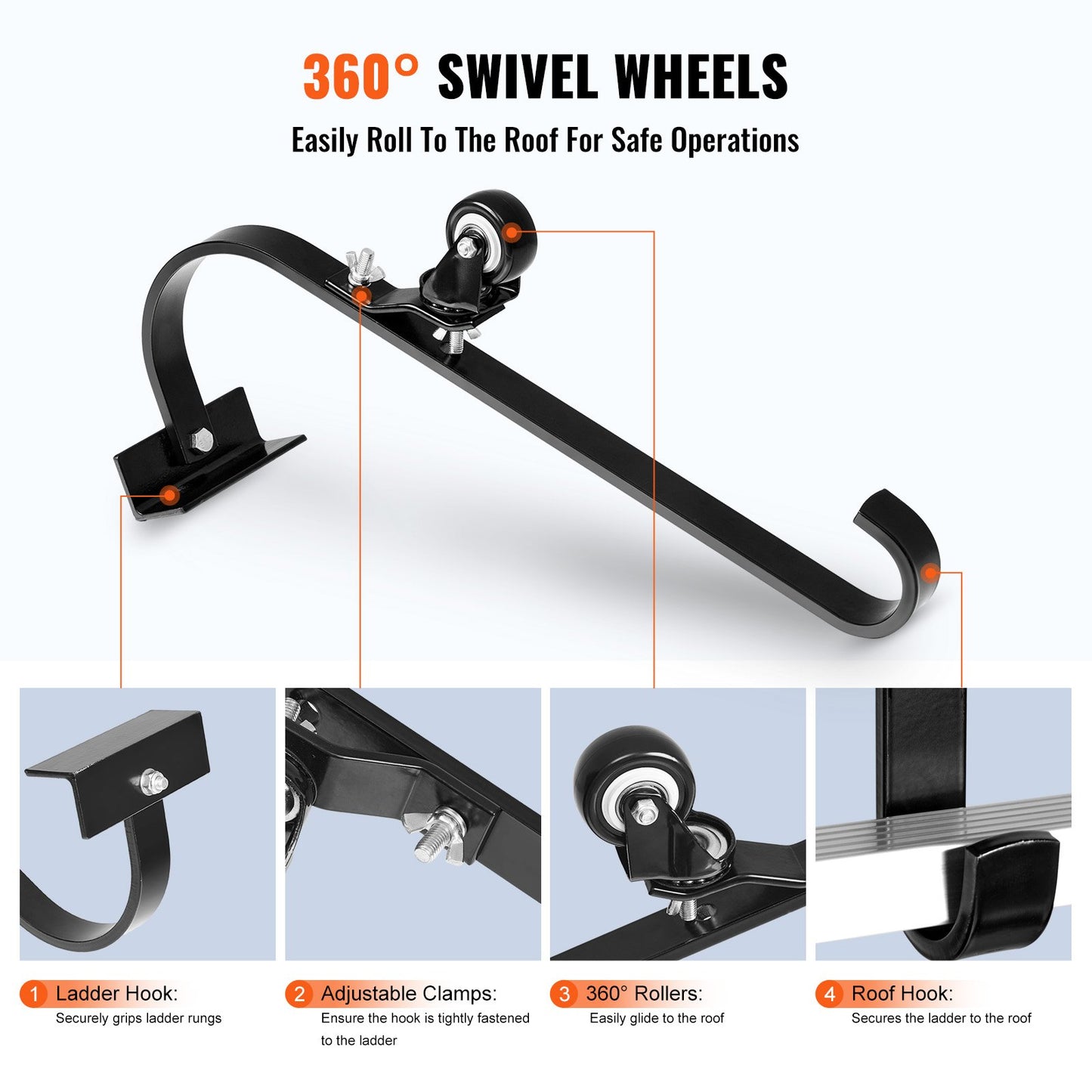 Stege Takkrok Stabilisator 2-pack med fast hjul & vridbart stångstål