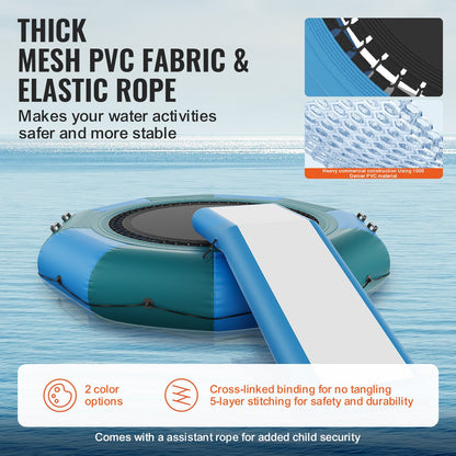 10ft inflatable water trampoline swimming platform bounce with slide at pool lake