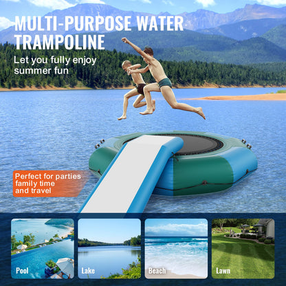 10ft inflatable water trampoline swimming platform bounce with slide at pool lake