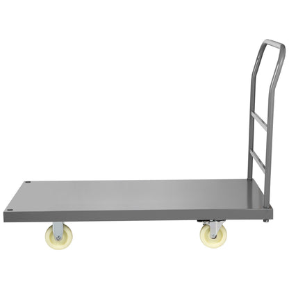 Plattformwagen, 2000 lbs Tragkraft, Stahl-Pritschenwagen, 47" Länge x 24" Breite x 32" Höhe, Flachwagen, Handwagen mit 5" Nylonrädern, Hochleistungs-Mehrzweck-Schiebekarren zum Transport von Gepäck
