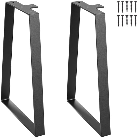 406.4MM Trapetsbordsben i stål, Ersättningsmöbelben Set om 2 för gör-det-själv-soffbord, moderna skrivbord, bänk, nattbord, soffa, maxbelastning 181,4 kg tunga, snabbinstallationsben svart