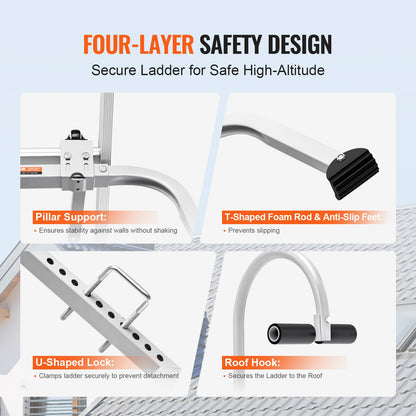 2 in 1 Ladder Stabilizer Extension Wall Standoff Hook Roof Rack