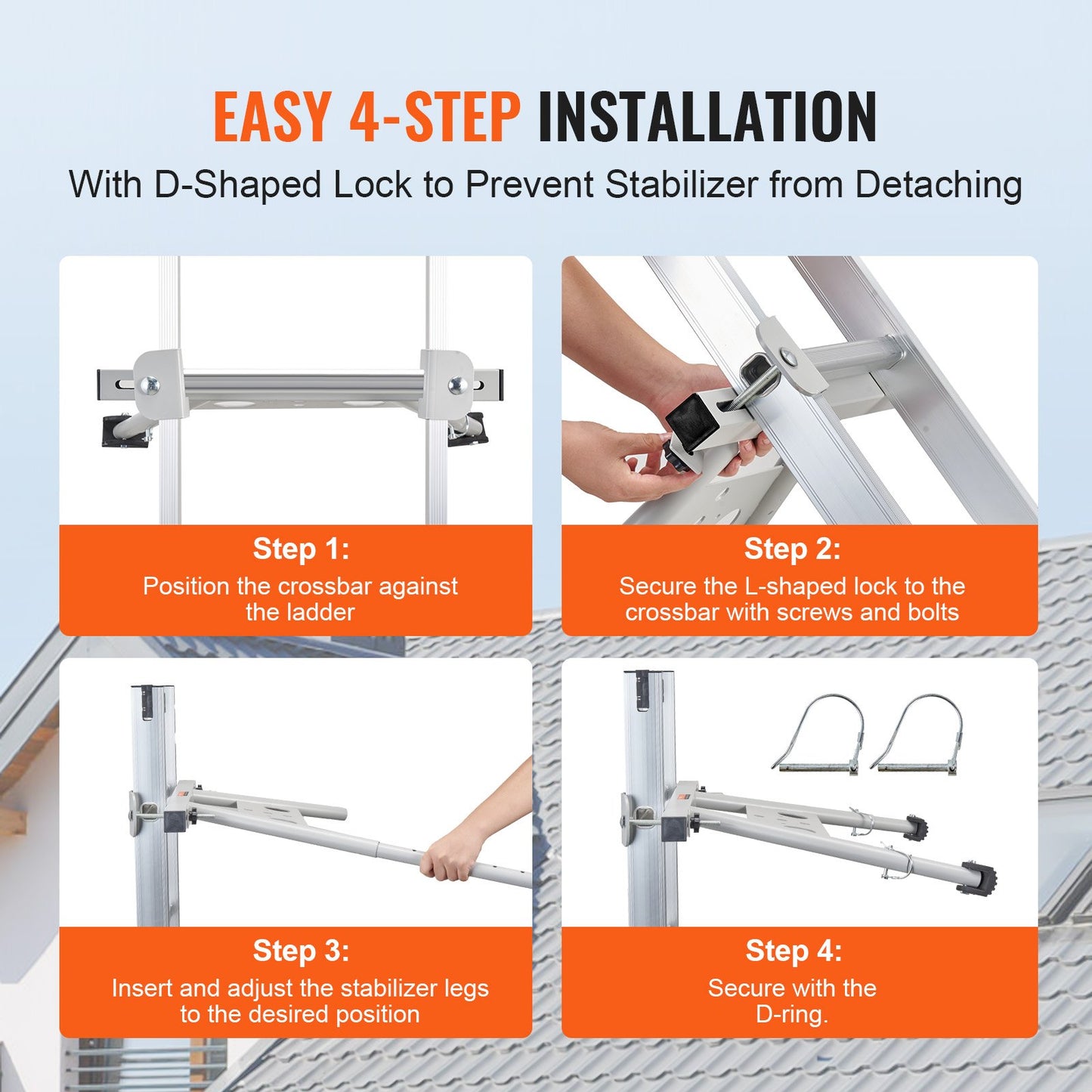 Ladder Stabilizer Adjustable Feet Extension Standoff Heavy Duty Accessories