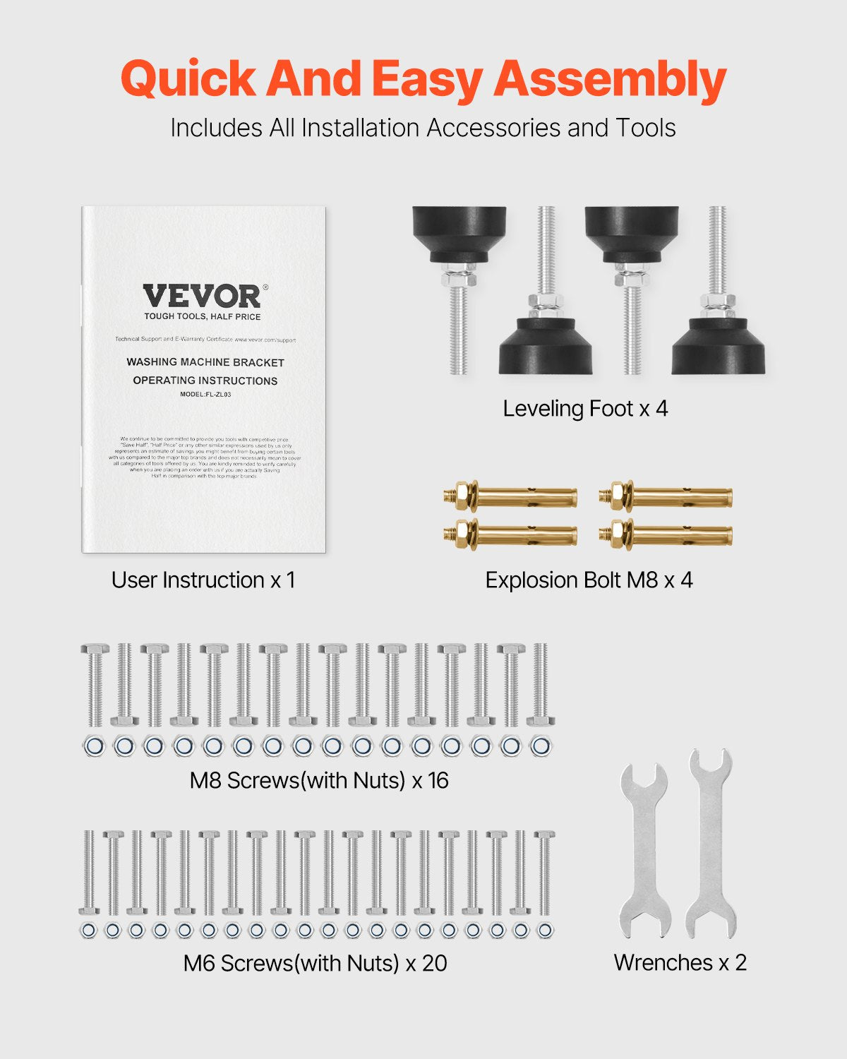 Tvättmaskinsstativ piedestal 48,5x25 tum 590LB med dubbelbricka