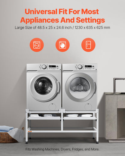 Tvättmaskinsstativ piedestal 48,5x25 tum 590LB med dubbelbricka