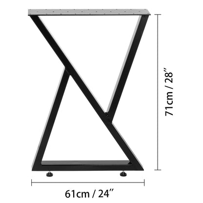 Metallbordsben Set med 2 matbordsben Svarta skrivbordsben 28” Höjd 24” Bredd Bänkben Soffbordsben 1763lbs Lastkapacitet Stålbordsben Kraftig bas Modern (Zig Zag Style)