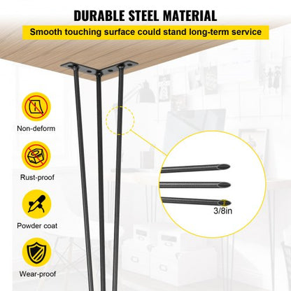 hårnålsbordsben 26 tum, set med 4 DIY bordsben 3 stavar Heavy Duty |  EU