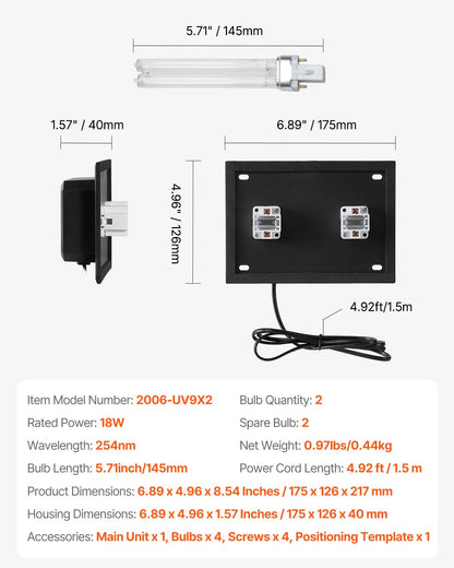 HVAC Air Purifier Whole House 18W 7 Inch UV Light In Duct For AC System