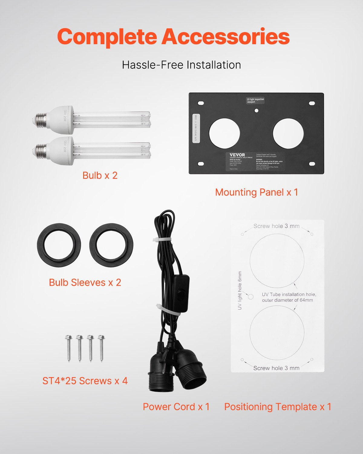 HVAC Air Purifier Whole House 50W 5 Inch UV Light In Duct For AC System