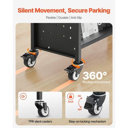 3-Tier Rolling Book Cart Single Sided V-Shaped Shelf Book Cart in Black | EU