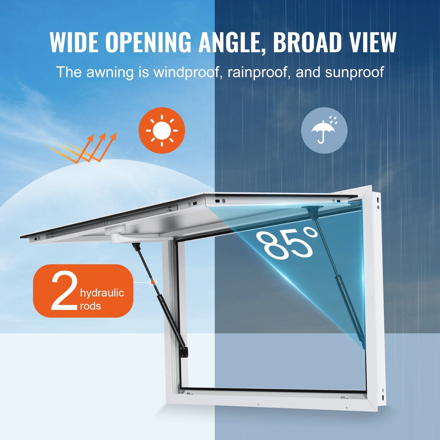 36"L x 24"W Koncessionsställ Servering Fönster Food Truck Service Markis